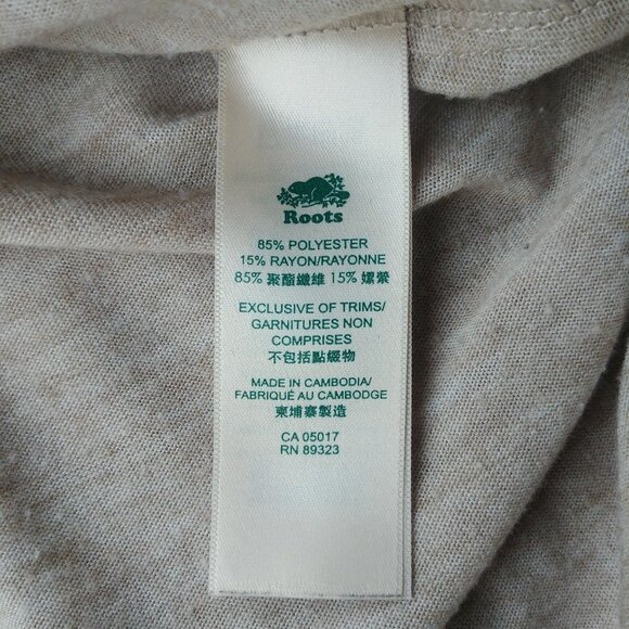 4/$20 Roots long sleeve tee shirt tan heather V neck side slits XS - Picture 9 of 10